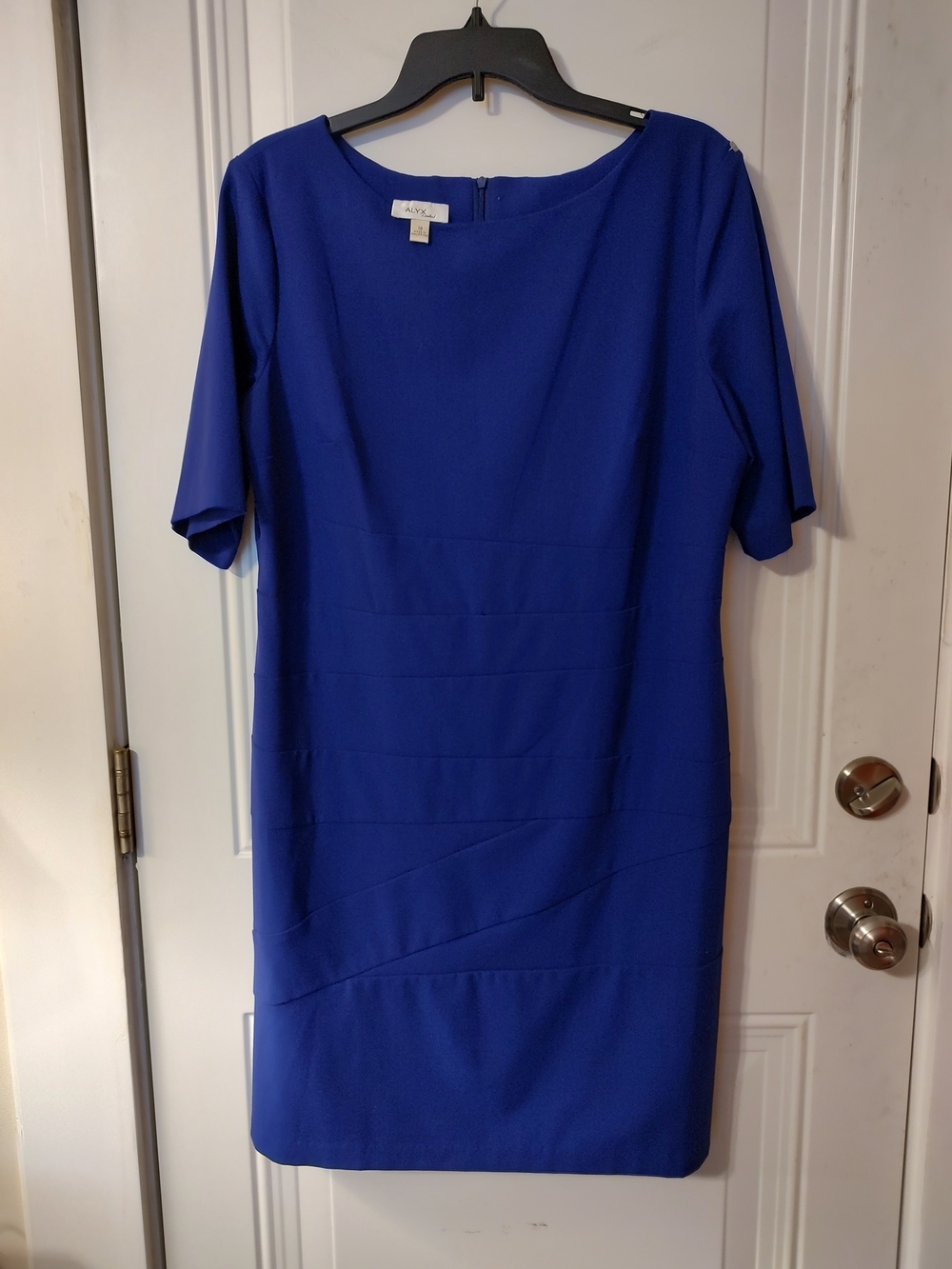 Alyx Royal Blue Short Sleeve Sheath Midi Dress